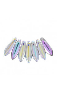 Czech Glass Daggers beads 5x16mm Crystal silver rainbow 00030-98530